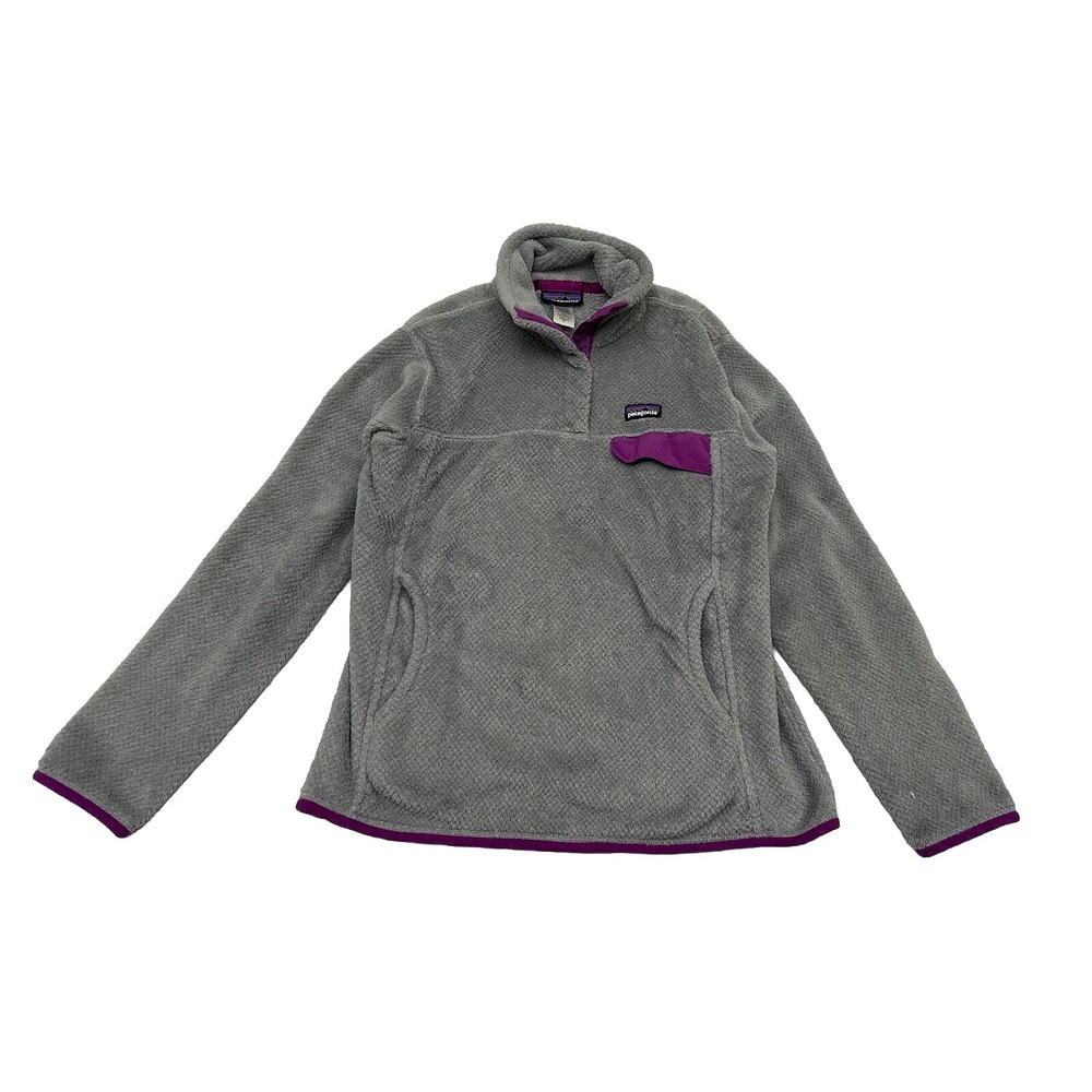 Patagonia Women's Re-Tool Snap-T Fleece Pullover Polartec M Gray / Purple 25441